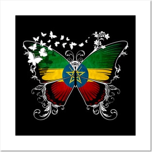 Ethiopia Flag Butterfly Posters and Art
